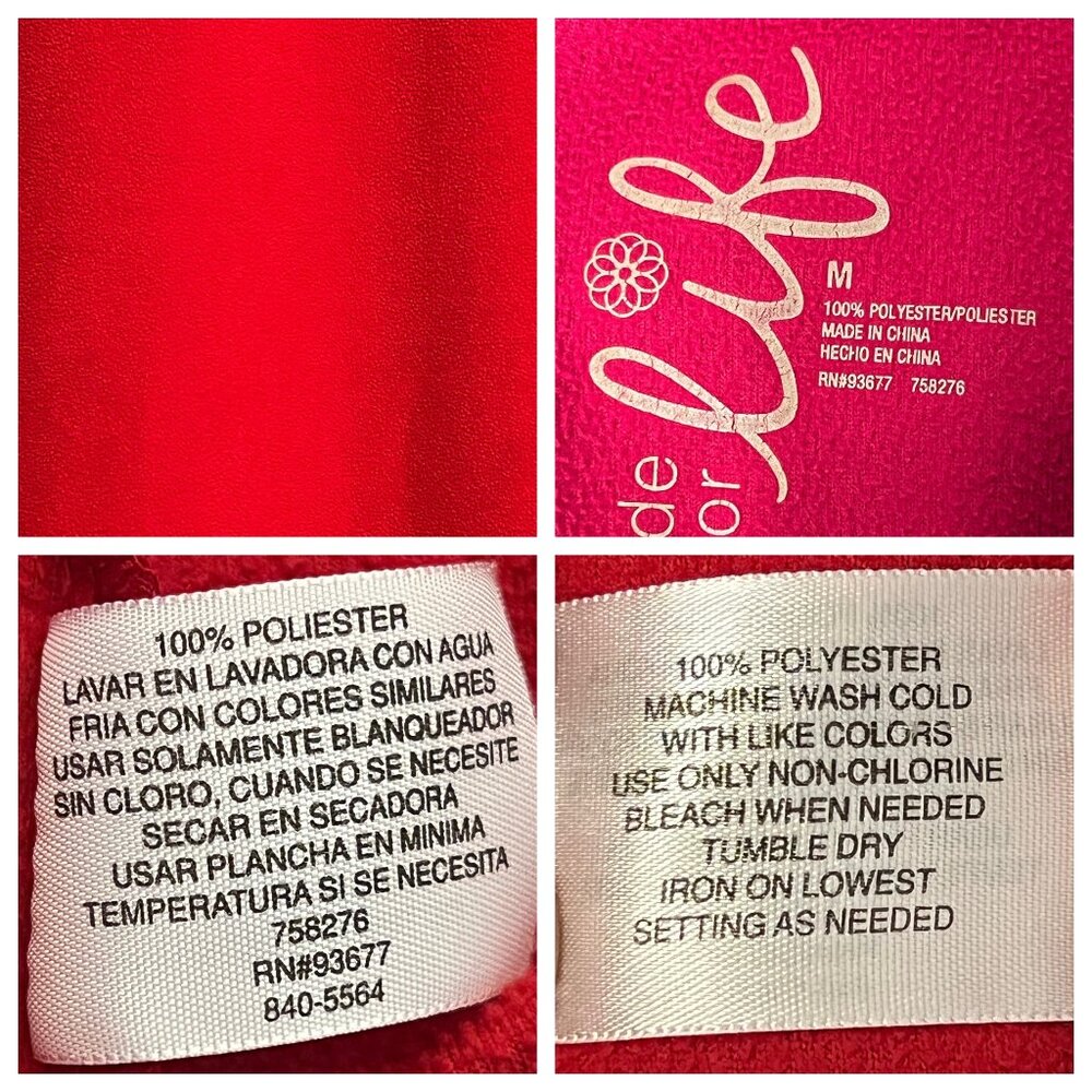 2 Made for Life Women's Medium Sweatshirts Lightweight V-Neck Cream Red Long - Picture 8 of 13